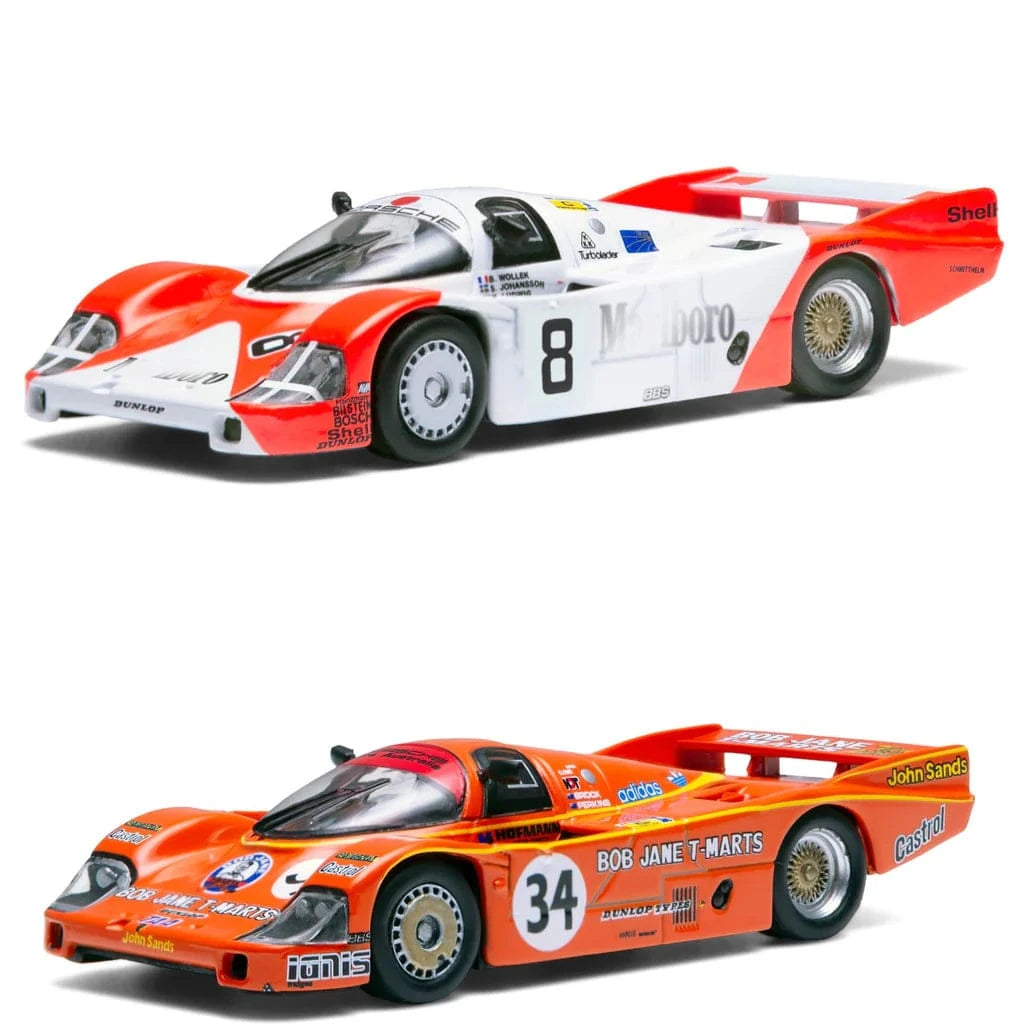 2x car set Porsche 956 No.8 6th 24H Le Mans 1983 B.Wollek K.Ludwig S.Johansson - 1983 Le Mans No.34 Brock/Perkins Sparky Tiny Exclusive 1/64 scale
