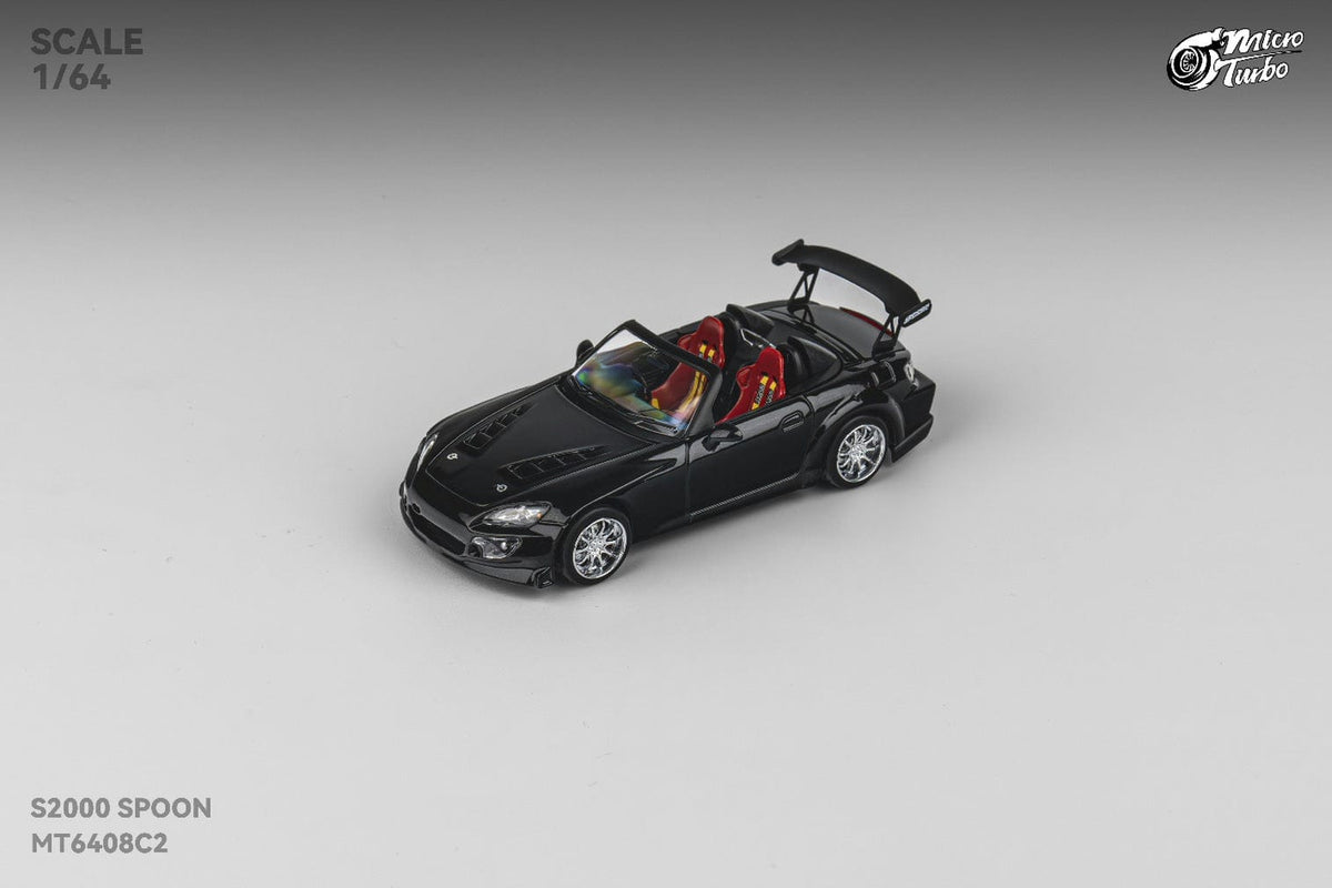 Honda S2000 Metallic Black Spoon Sports Micro Turbo 1/64 scale