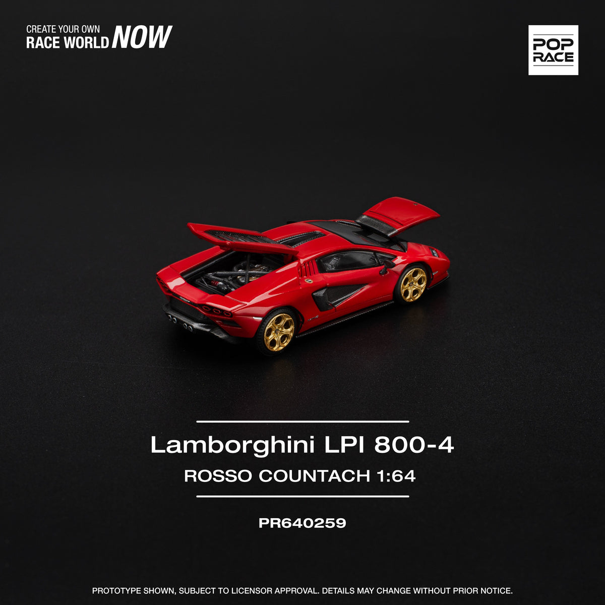 Lamborghini Countach COUNTACH LP 800 Rosso Pop Race 1/64 scale