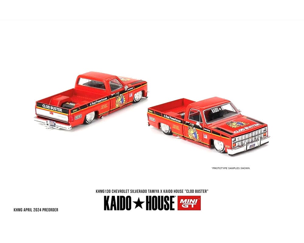Chevrolet Silverado Tamiya Clod Buster Orange Kaido House Mini GT 1/64 scale KHMG130