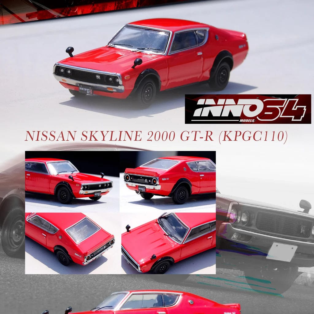 Nissan Skyline 2000 GT-R Red Inno64 1/64 scale