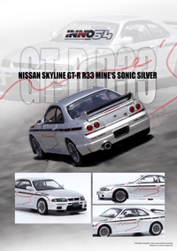 Nissan Skyline GT-R R33 Tuned by Mine's Silver Inno64 1/64 scale