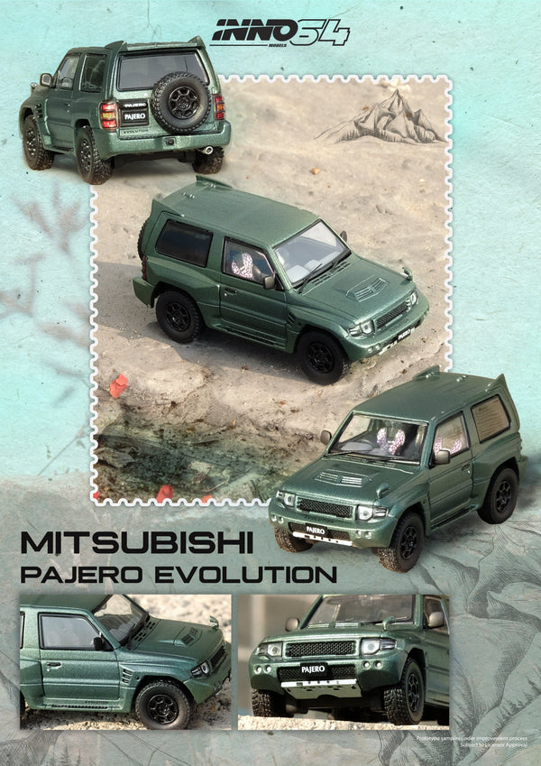 Mitsubishi Pajero Evolution Satin Green Inno64 1/64 scale