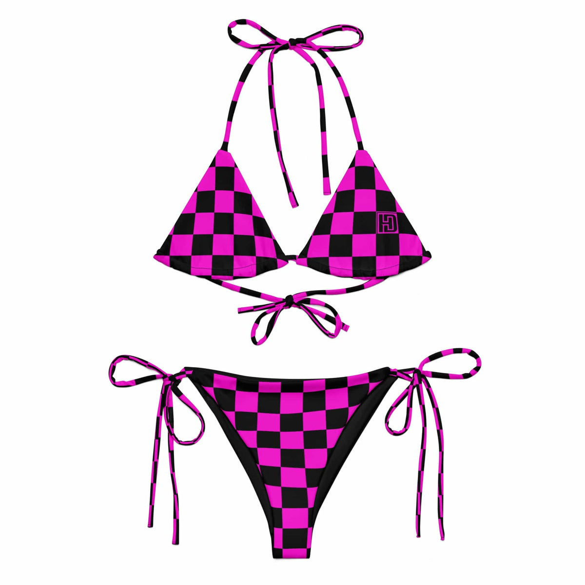 Racer string bikini Black & Pink for the car girl