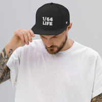 1/64 Life Snapback Hat White on Black