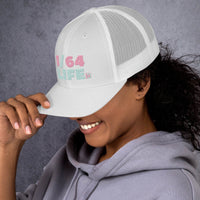 Trucker Cap 1/64 Life Flamingo Pink on White streetwear