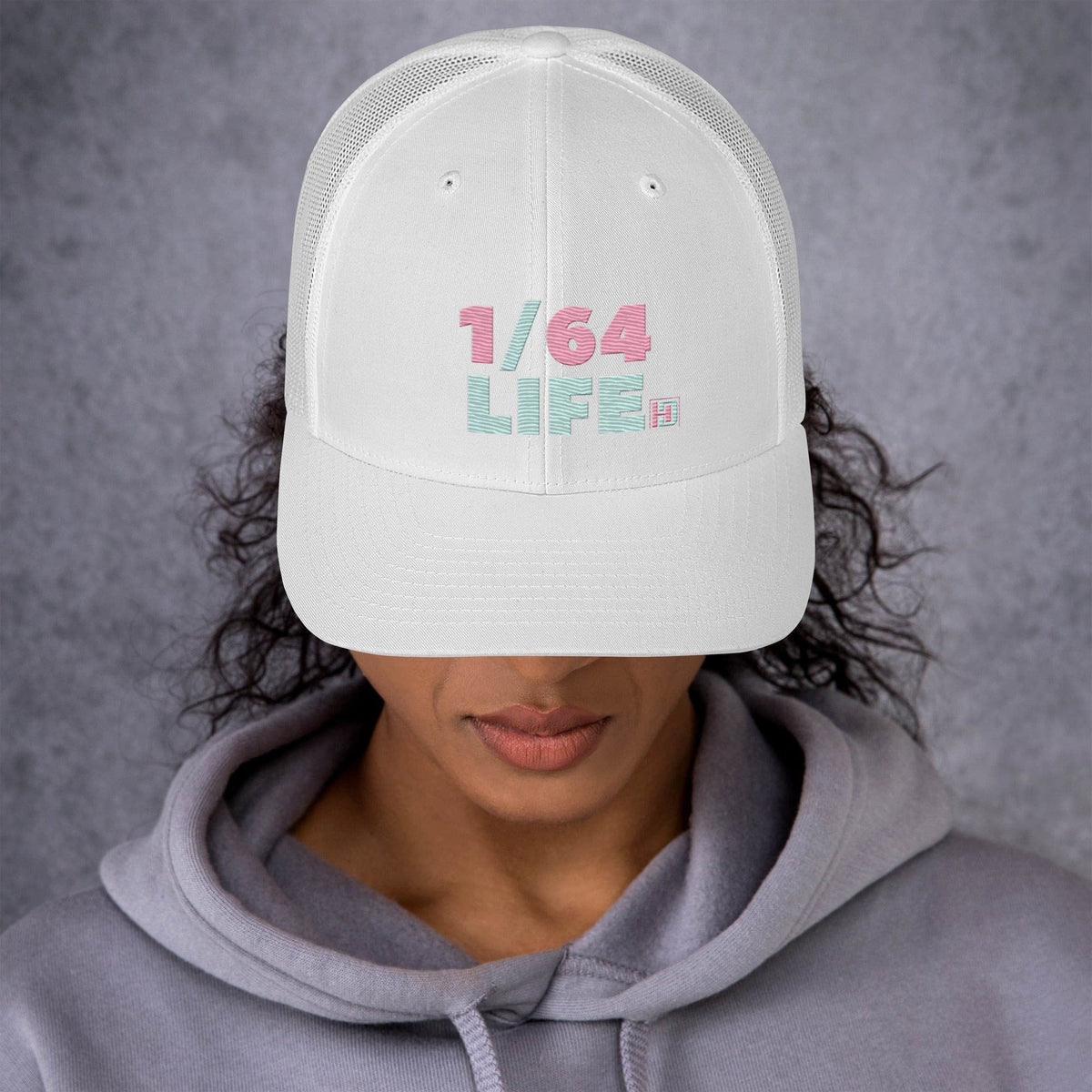 Trucker Cap 1/64 Life Flamingo Pink on White