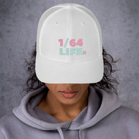 Trucker Cap 1/64 Life Flamingo Pink on White