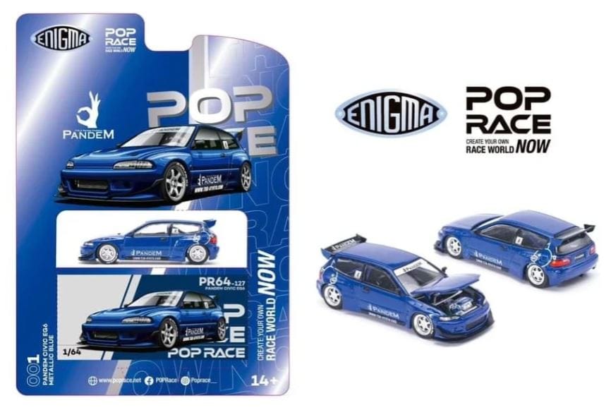 Pandem Honda Civic EG6 v1.5 Metallic Blue Pop Race Enigma Collab Special Edition 1/64