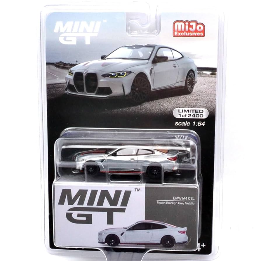Chase BMW M4 CSL G82 Frozen Brooklyn Grey Metallic Mini GT 1/64 scale