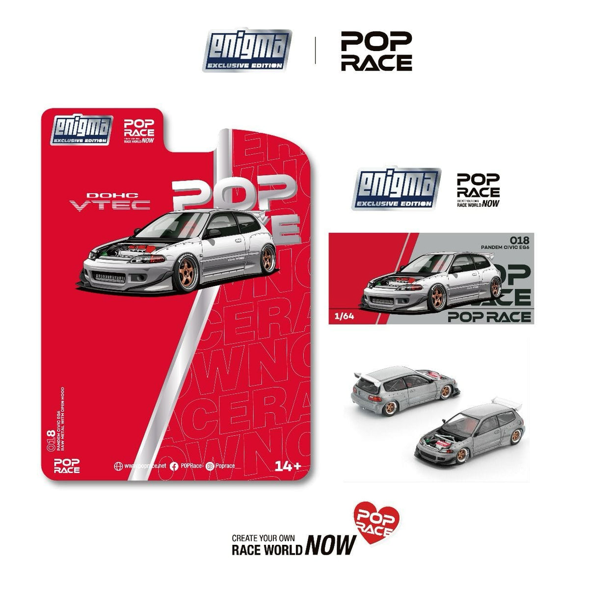 Pandem Civic EG6 Raw Metal Pop Race Enigma Special Edition 1/64
