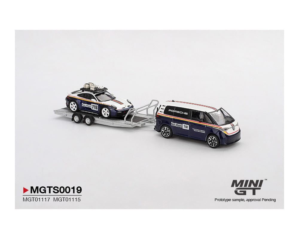 Porsche 911 Dakar #718 / Volkswagen ID. Buzz Porsche Centrum Gelderland Roughroads Set Mini GT 1/64