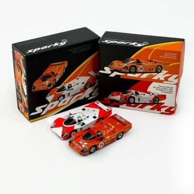 (arriving in July) 2x car set Porsche 956 No.8 6th 24H Le Mans 1983 B.Wollek K.Ludwig S.Johansson - 1983 Le Mans No.34 Brock/Perkins Sparky Tiny Exclusive 1/64 scale