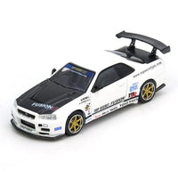 Top Secret Nissan Skyline GT-R R34 White Inno64 1/64 scale