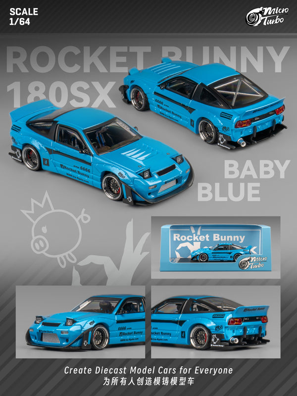 Nissan 180SX RB Metallic Blue Micro Turbo 1/64 scale