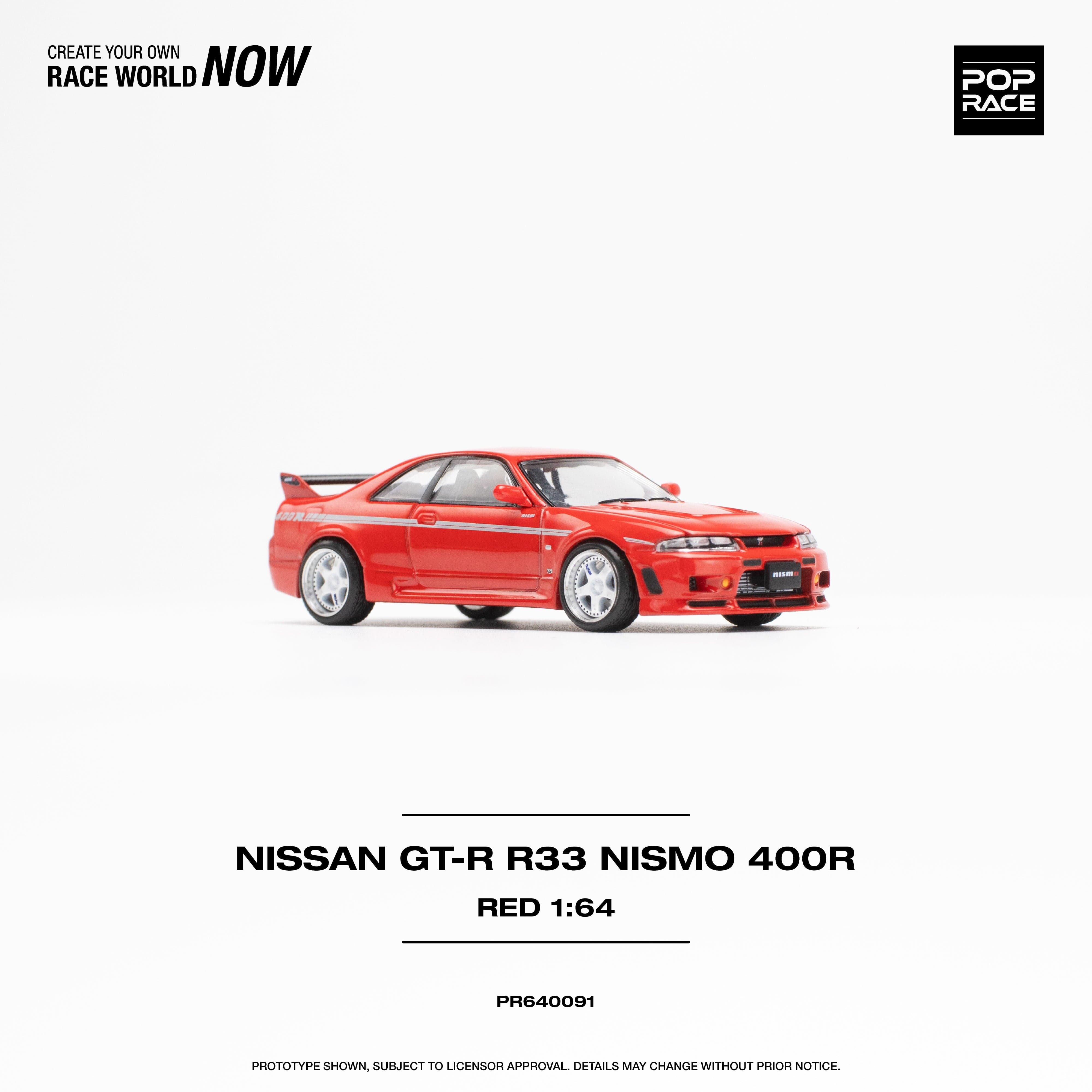 Nissan Skyline GTR R33 Nismo 400R Red Pop Race 1/64 (pre-order 