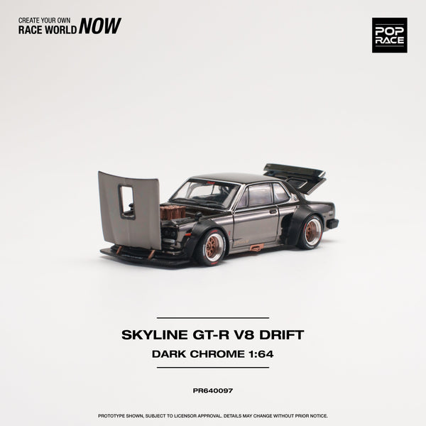 Skyline GT-R V8 Drift Hakosuka Dark Chrome 1/64 Pop Race
