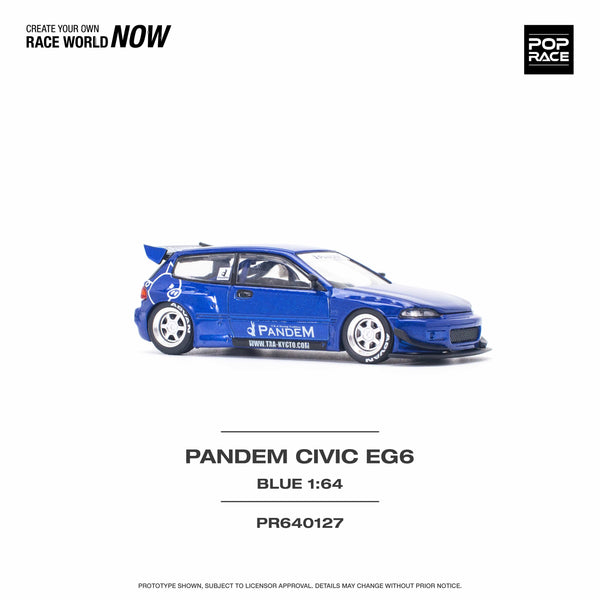 Pandem Honda Civic EG6 v1.5 Metallic Blue Pop Race 1/64 scale