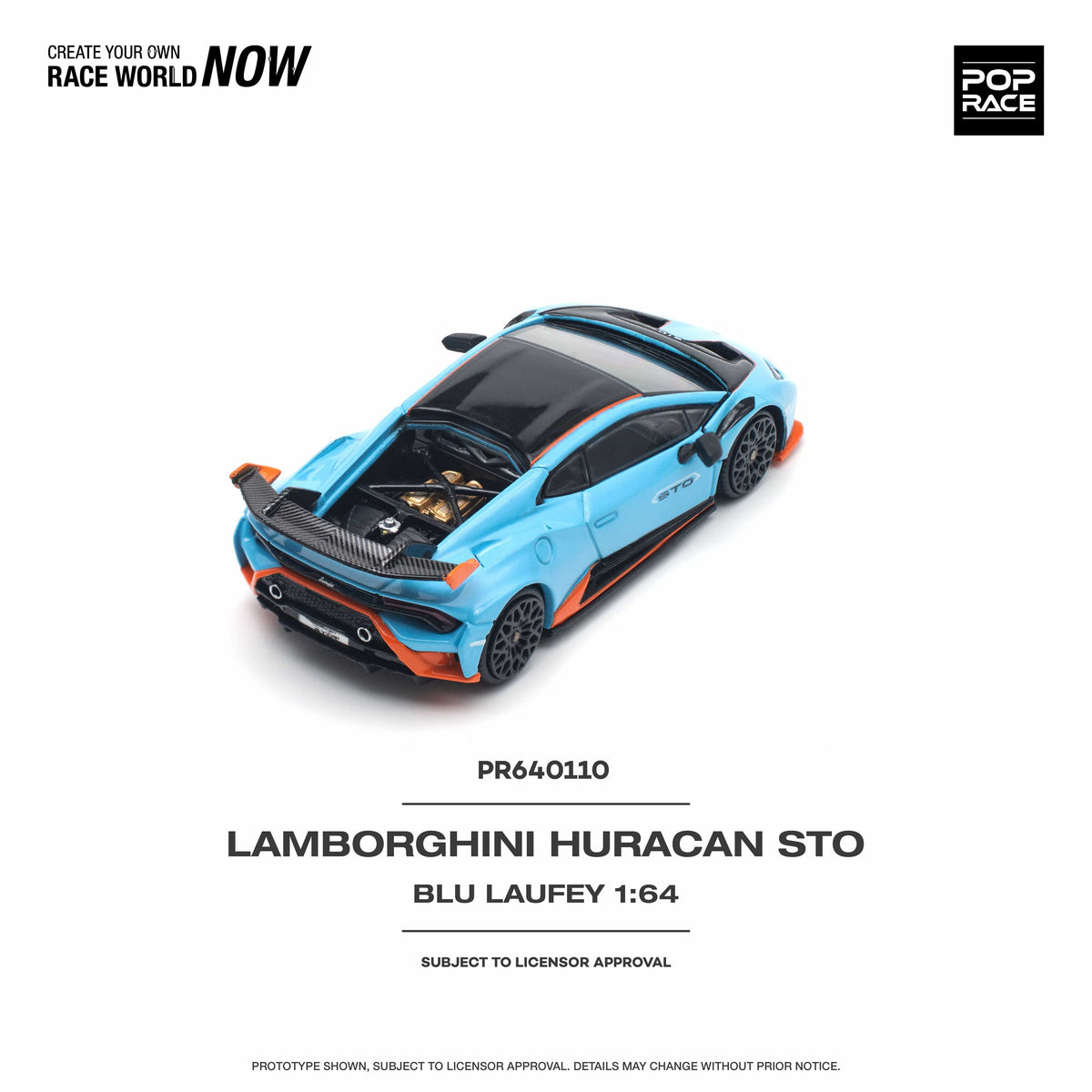 Lamborghini Huracan STO Blu Laufey Arancio Xanto Pop Race 1/64 scale