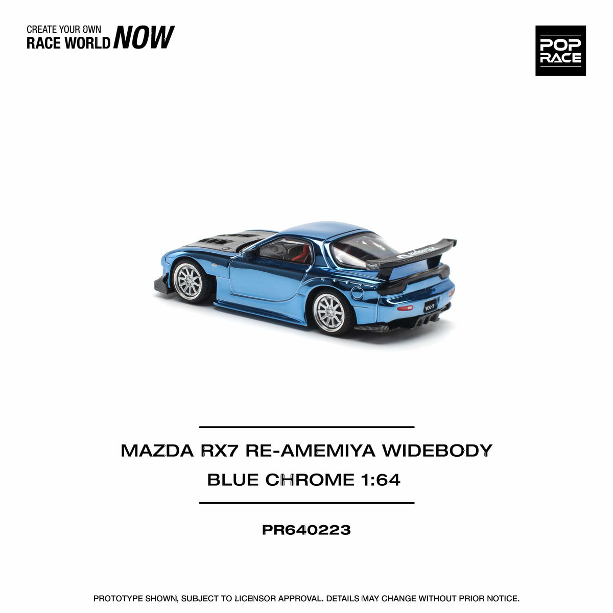 Mazda RX-7 (FD3S) RE-AMEMIYA WIDEBODY BLUE Chrome 1/64 Pop Race