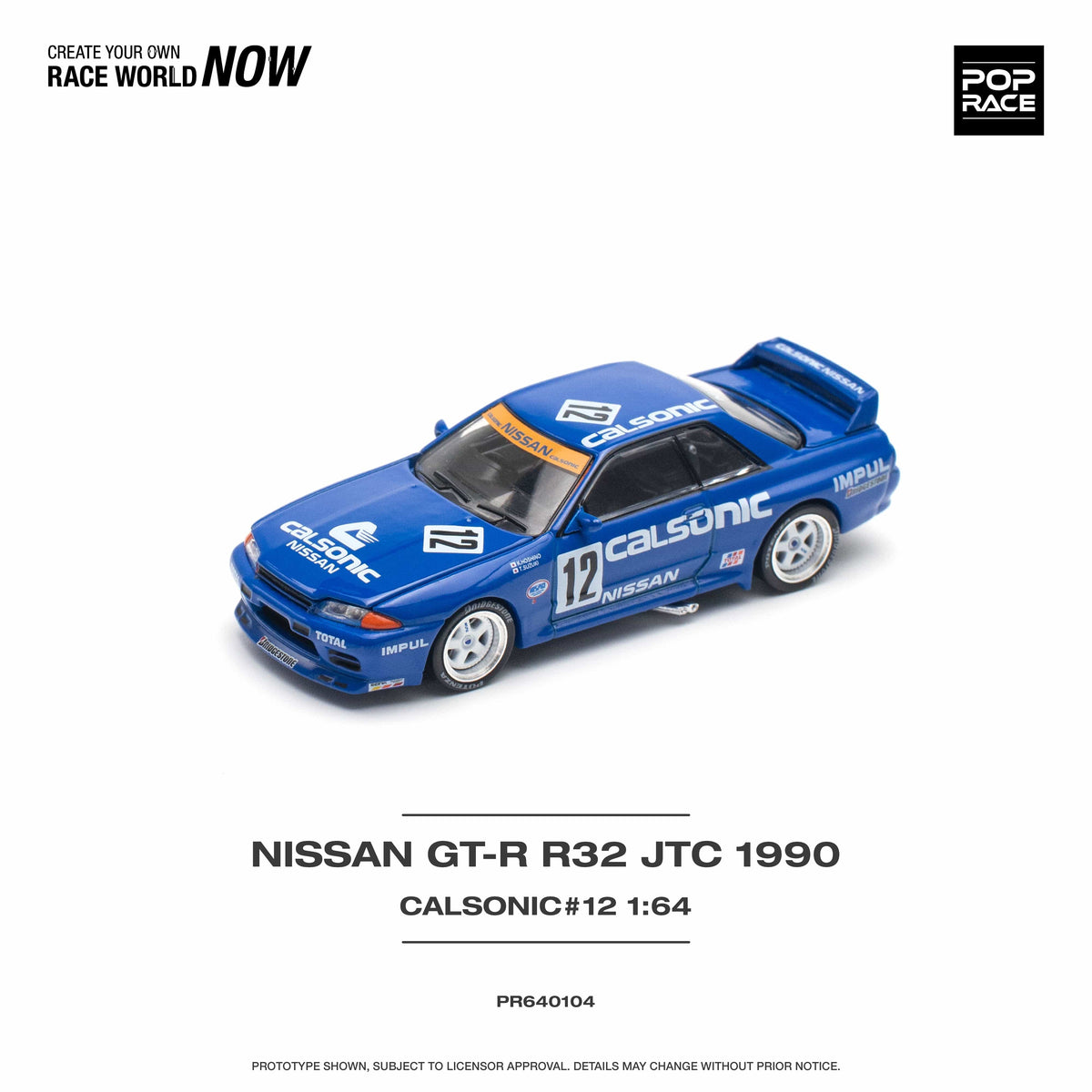 Nissan Skyline GT-R R322 JTC 1990 Calsonic #12 Pop Race 1/64 (pre-order)