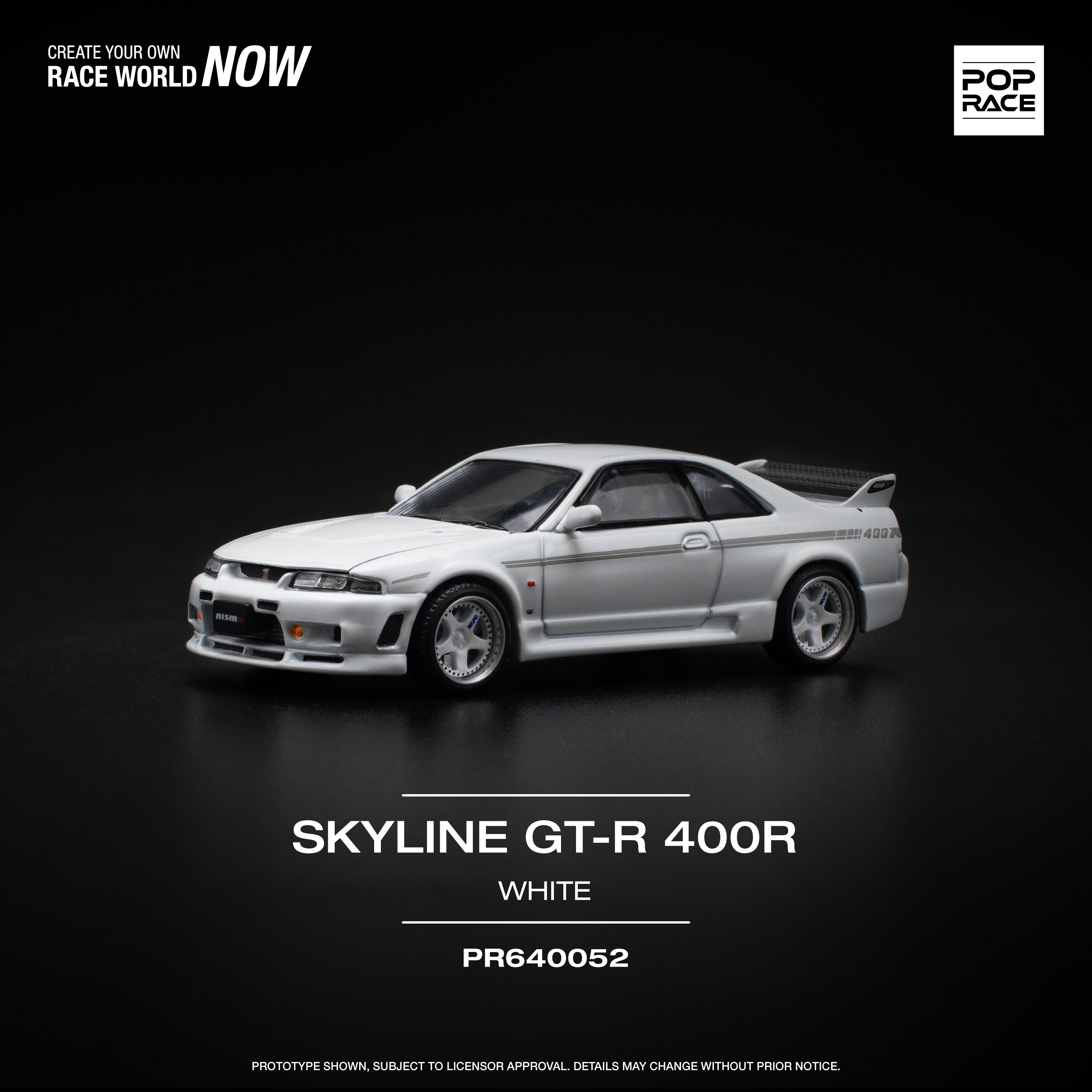 人気新品 Nissan Skyline 1/64 Race Pop White 400R Nismo R-33 GTR ミニカー