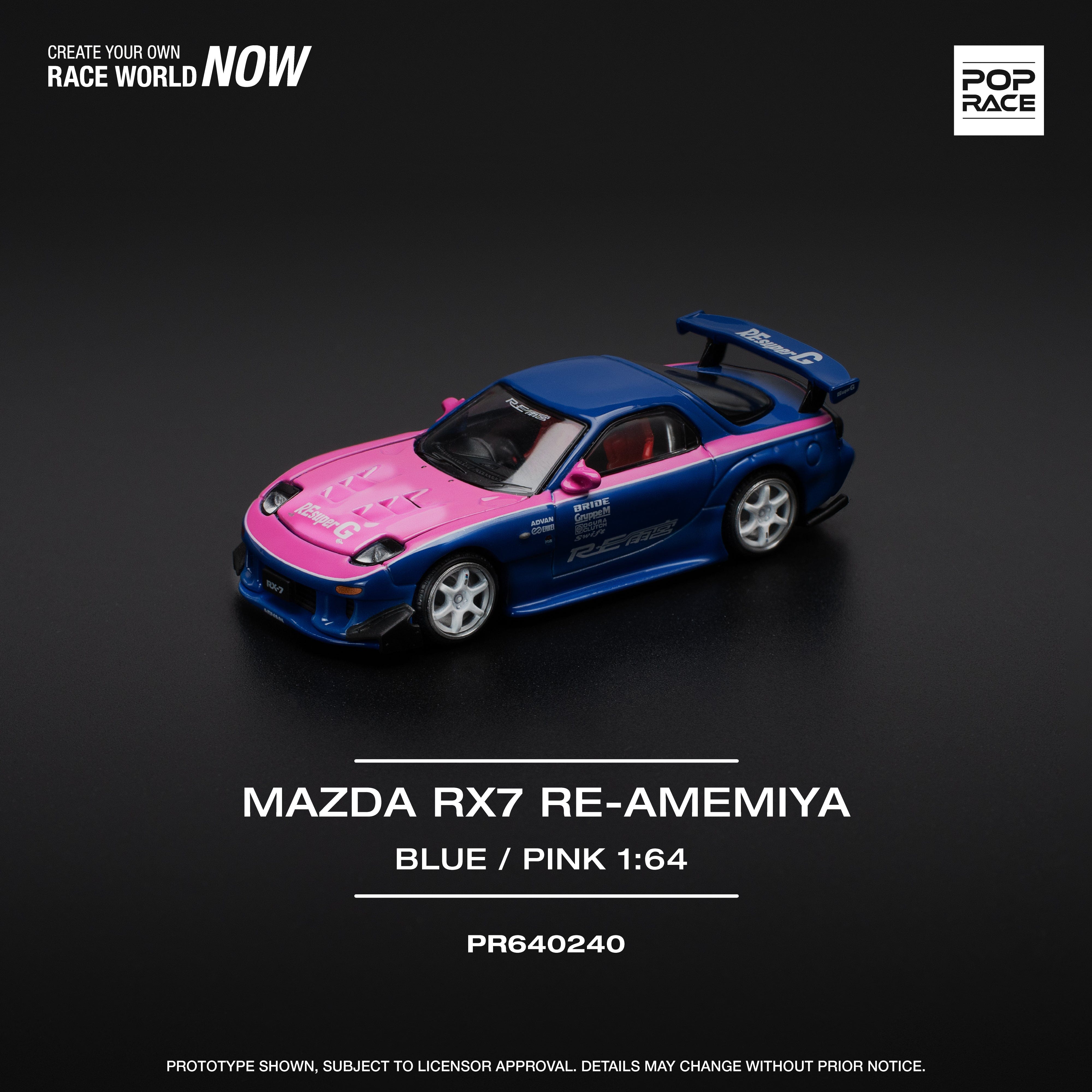 Pre-order) Mazda RX-7 FD3S Re-amemiya Widebody Blue/Pink 1/64 Pop