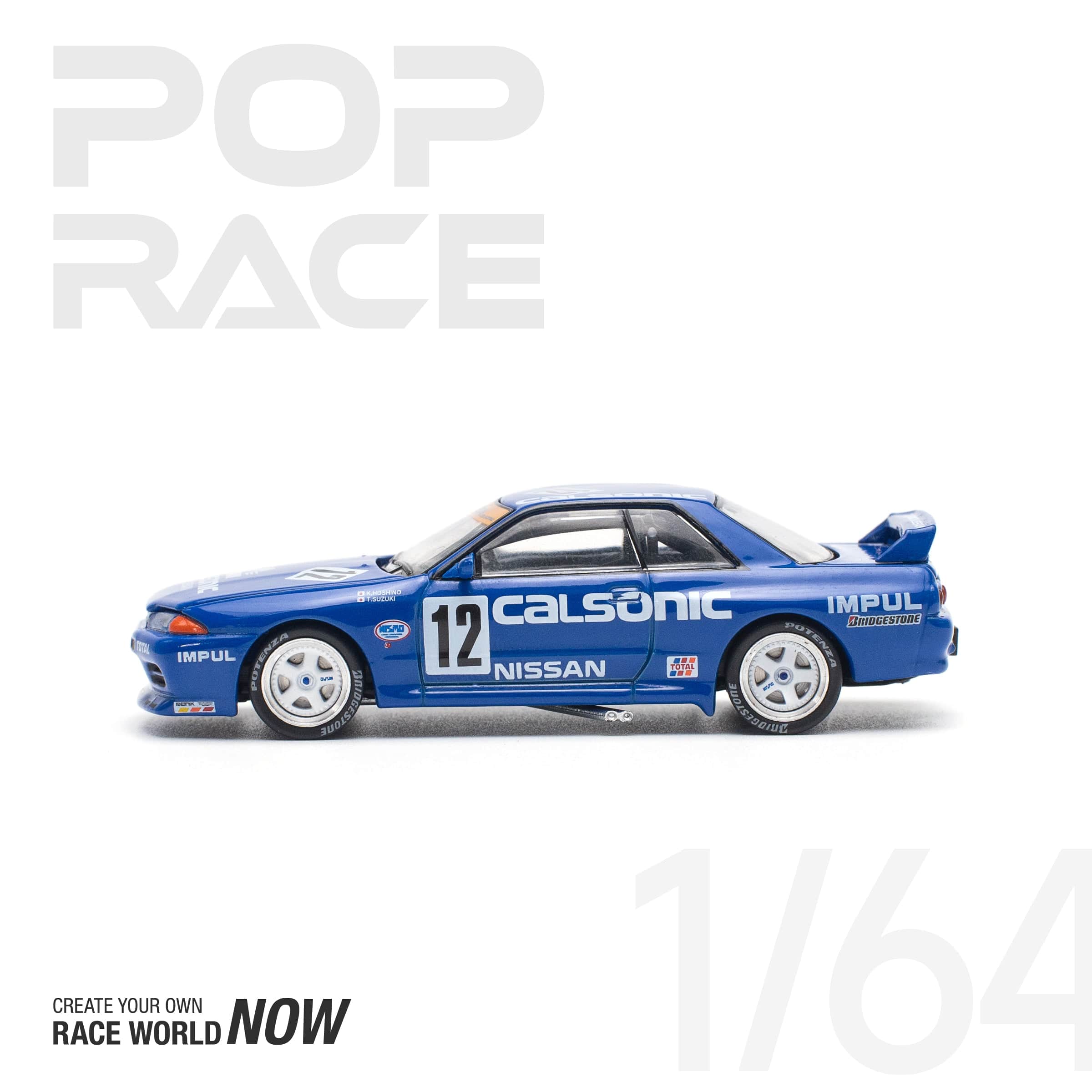 Nissan Skyline GT-R R322 JTC 1990 Calsonic #12 Pop Race 1/64 (pre 