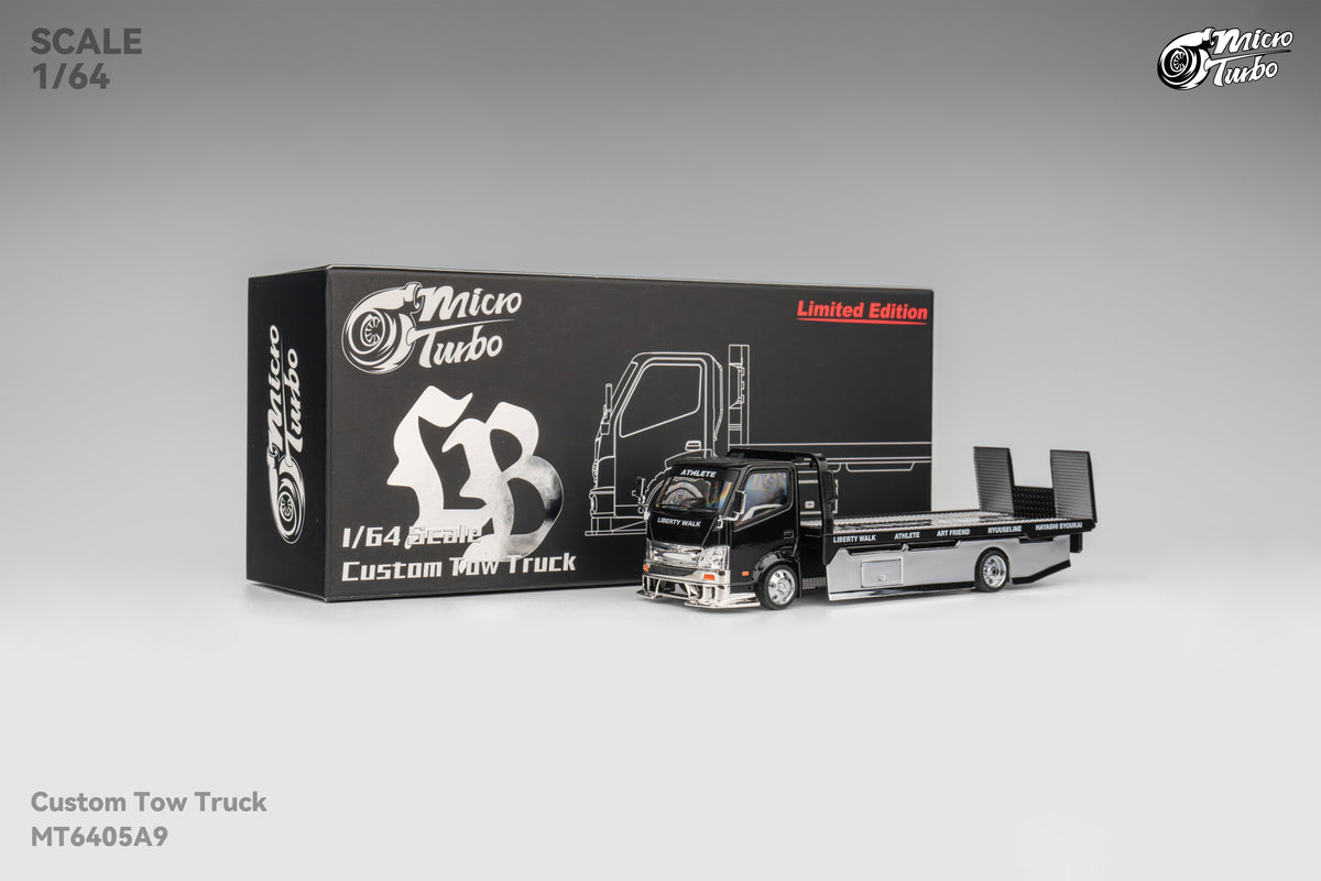 Custom Tow Truck Liberty Walk Black Chrome Micro Turbo 1/64 scale