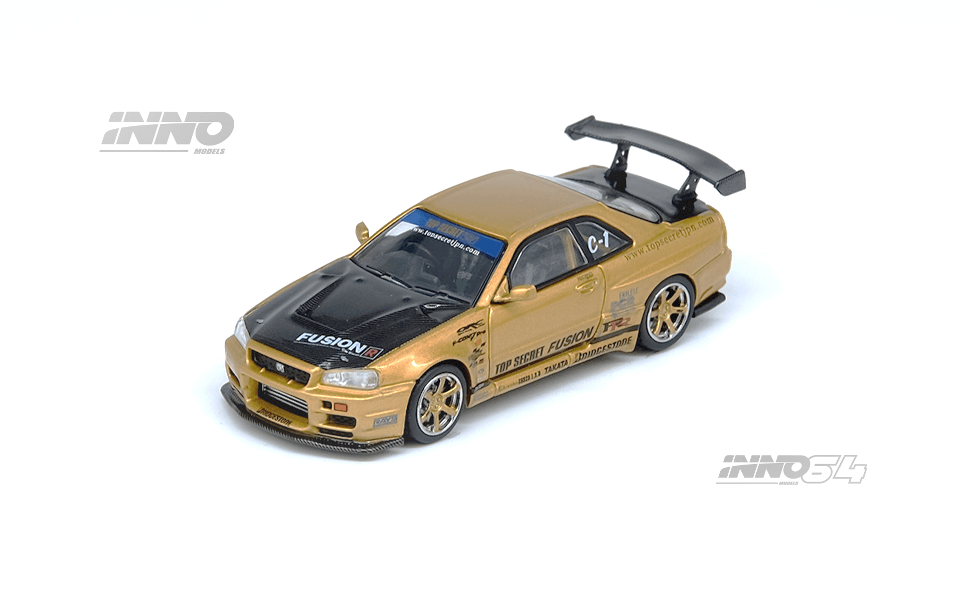 INNO 64 TOP SECRET 限定品 R34 (訳アリ) Top Secret Nissan Skyline GT-R R34 Gold Inno64 1/64 scale