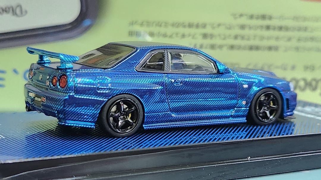 Nissan Skyline GT-R R34 Chrome Blue CLDC Special Edition Inno64 1/64 scale