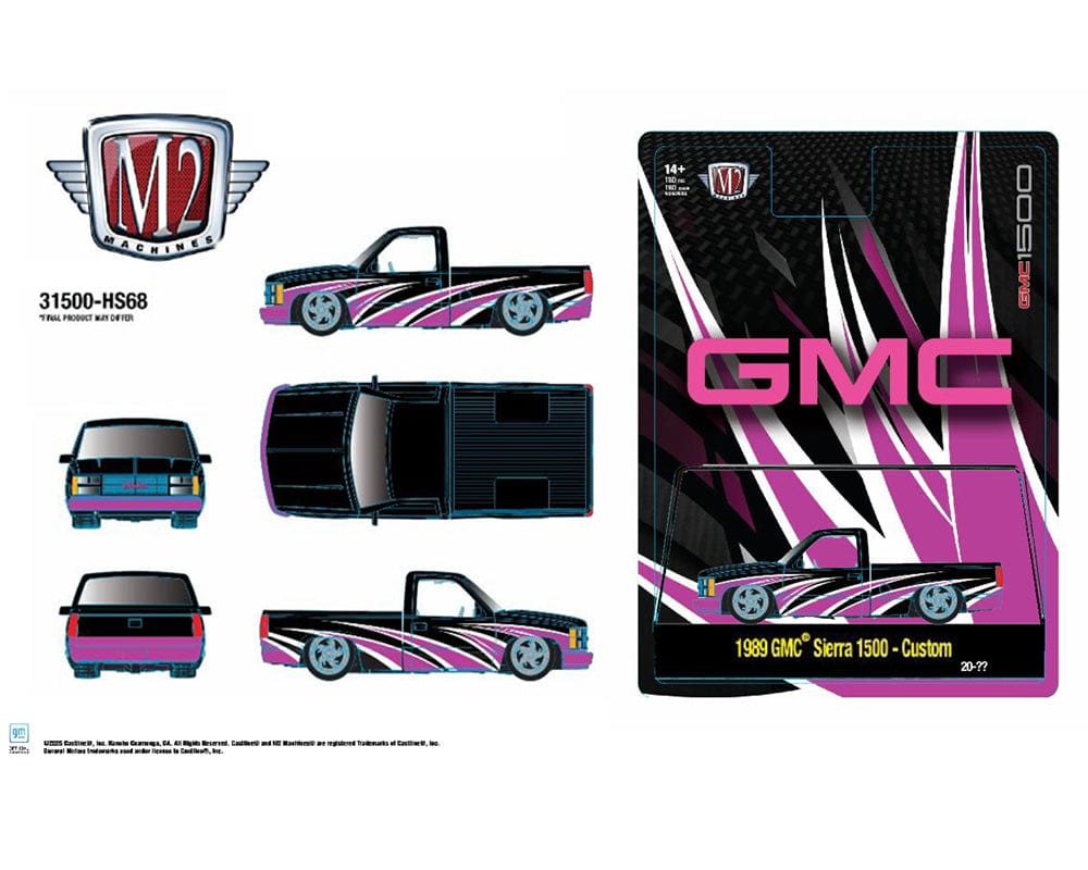 (pre-order) 1989 GMC Sierra 1500 Custom Black Pink M2 Machines