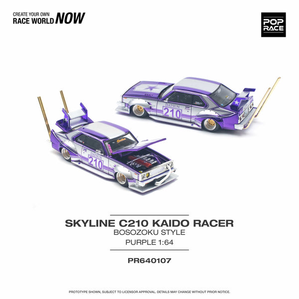 Skyline C210 Kaido Racer Bosozoku Style Purple Chrome Pop Race 1/64