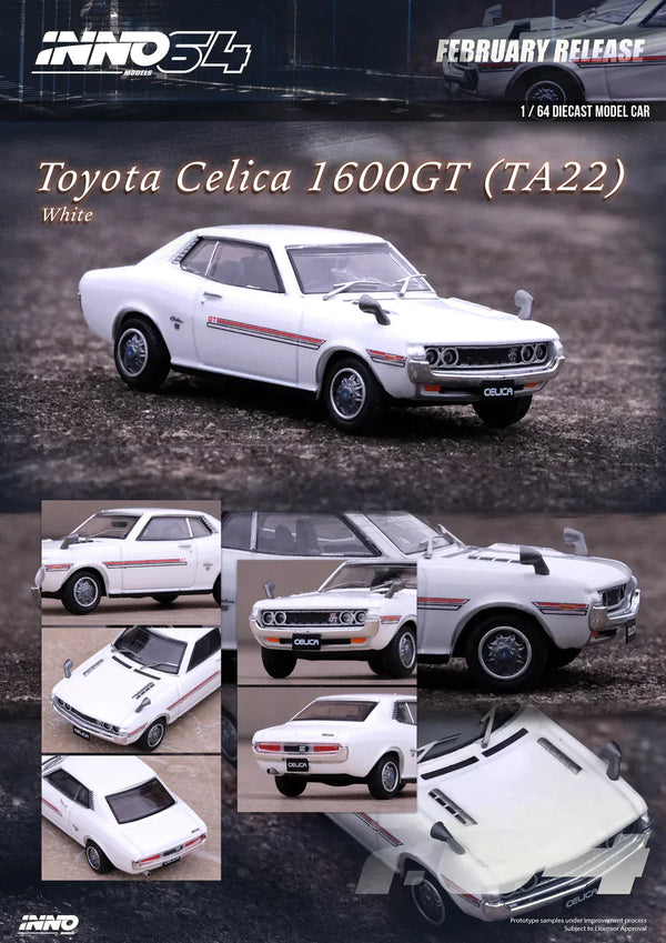Toyota Celica 1600GT TA22 White Inno64 1/64 scale