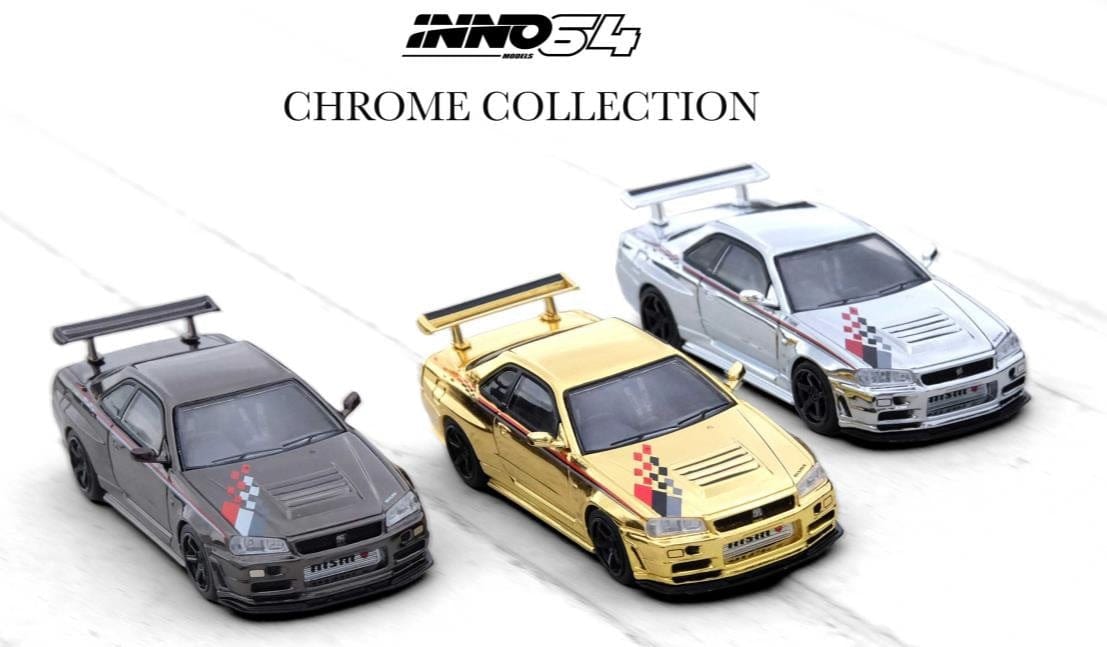 半額ストア R34 GT-R Skyline Nissan Set Car 3x R-Tune scale 1/64 Inno64 Edition Limited  2023 China Expo Hobby Chrome 乗用車