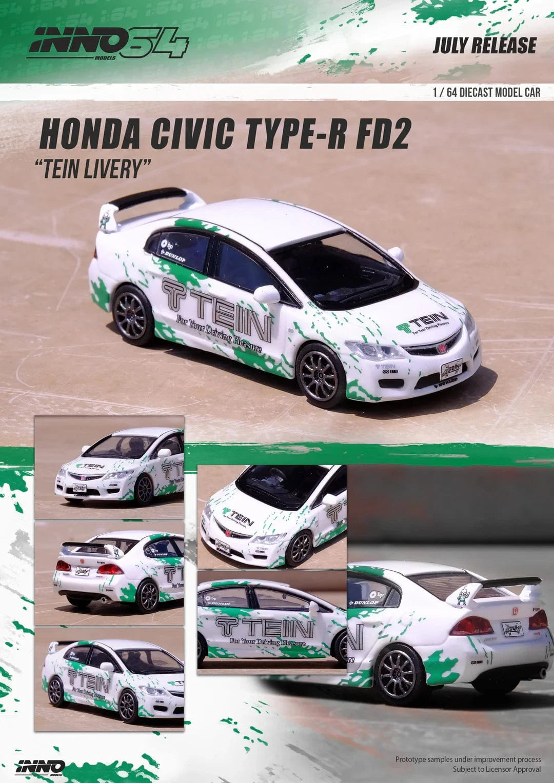 Honda Civic Type R FD2 TEIN Livery Inno64 1/64 scale