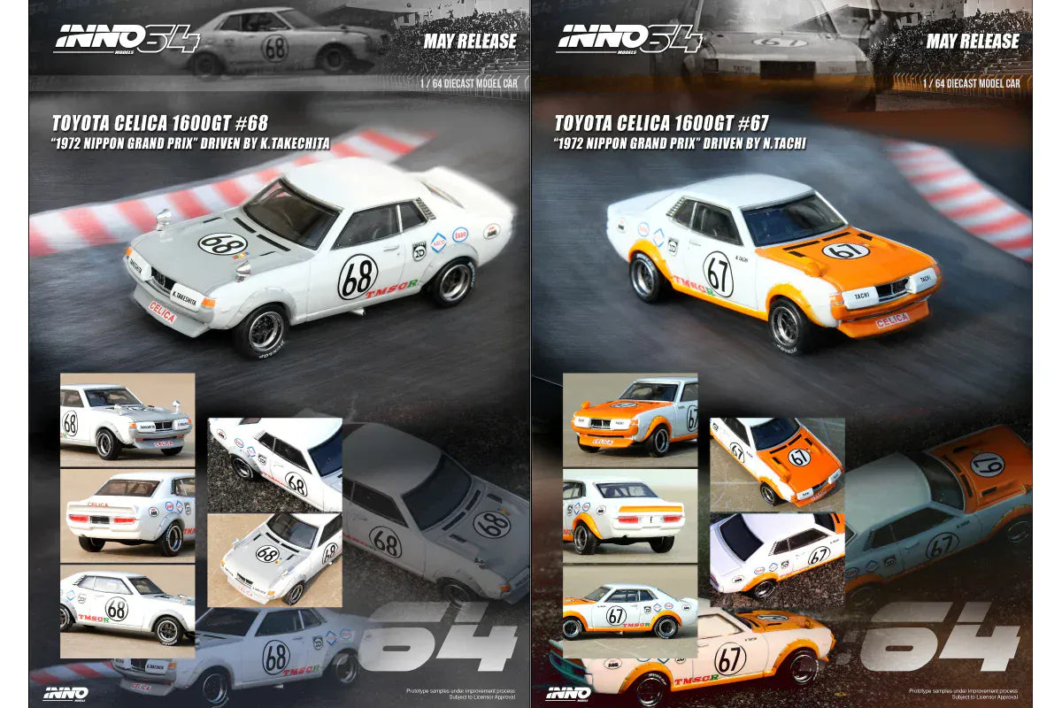 Toyota Celica 1600GT TA22 #67 & #68 Nippon Grand Prix 1972 Box Set Collection Inno64