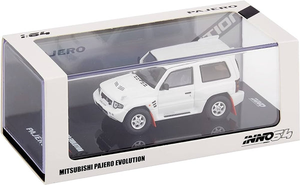 Mitsubishi Pajero Evolution White with extra tires Inno64 1/64 scale IN64-EVOP-PH