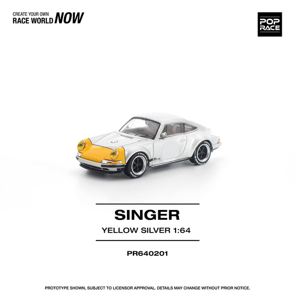 Porsche Singer 911 SCCS Homage Yellow Silver 1/64 scale Pop Race