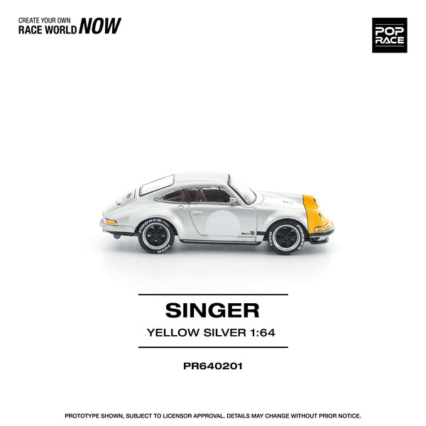 Porsche Singer 911 SCCS Homage Yellow Silver 1/64 scale Pop Race