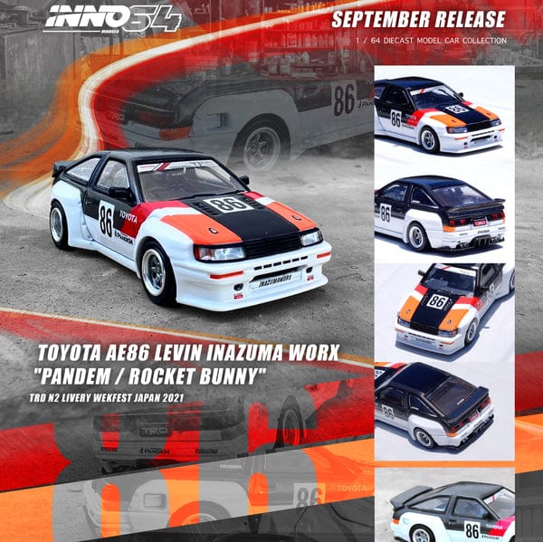 TOYOTA AE86 Levin INAZUMA WORX PANDEM ROCKET BUNNY Inno64 1/64 