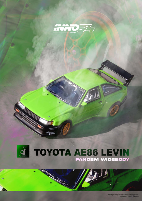 Toyota AE86 Levin Pandem Rocket Bunny Green Inno64 1/64 scale