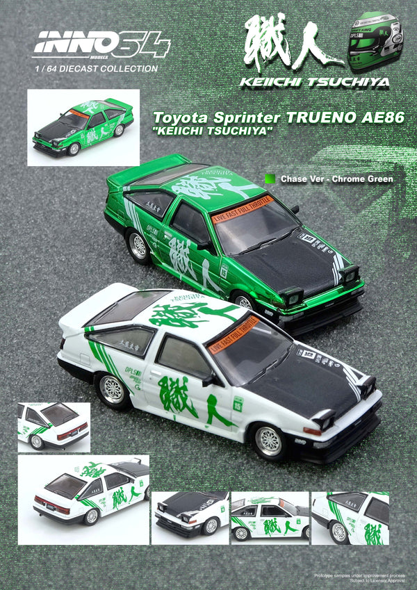 Toyota Sprinter Trueno AE86 keiichi Tsuchiya Inno64 1/64 scale