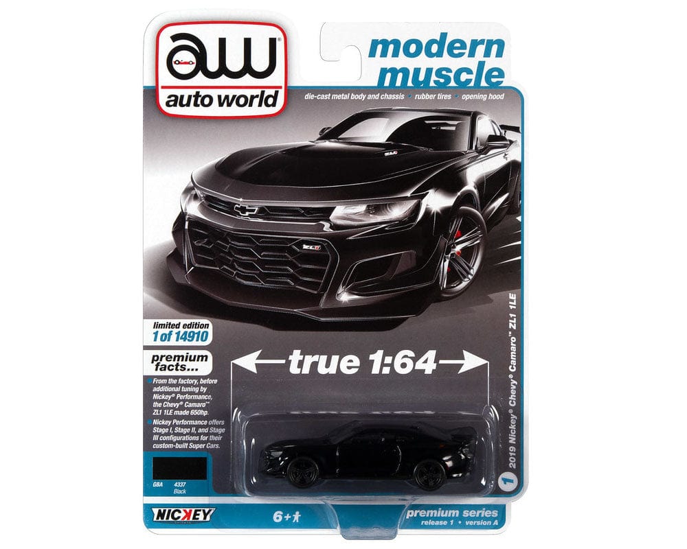 2019 Nickey Chevy Camaro Zl1 1LE Black Premium Release Version A Auto World 1/64 scale