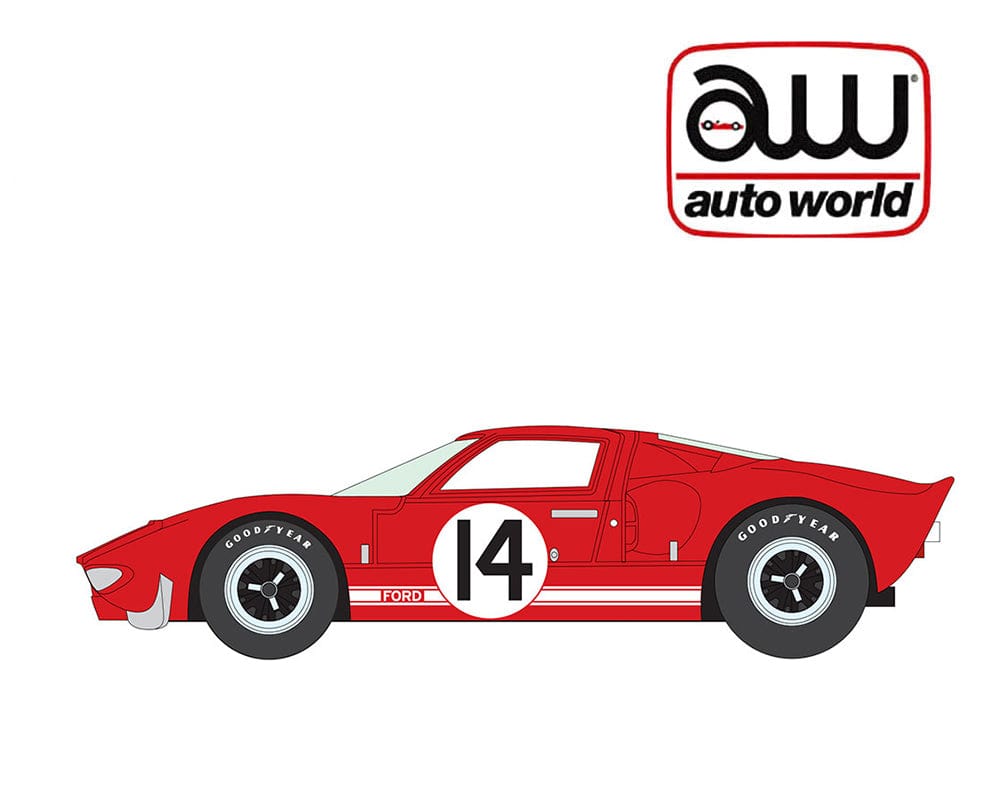 (PRE-ORDER)  1965 Ford GT 40 #14 Red Solid Pack Auto World 1:64 2025 Premium Release 3 Version A