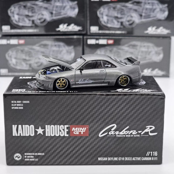 Chase Nissan Skyline GT-R R33 Active Carbon R Kaido House Mini GT 1/64