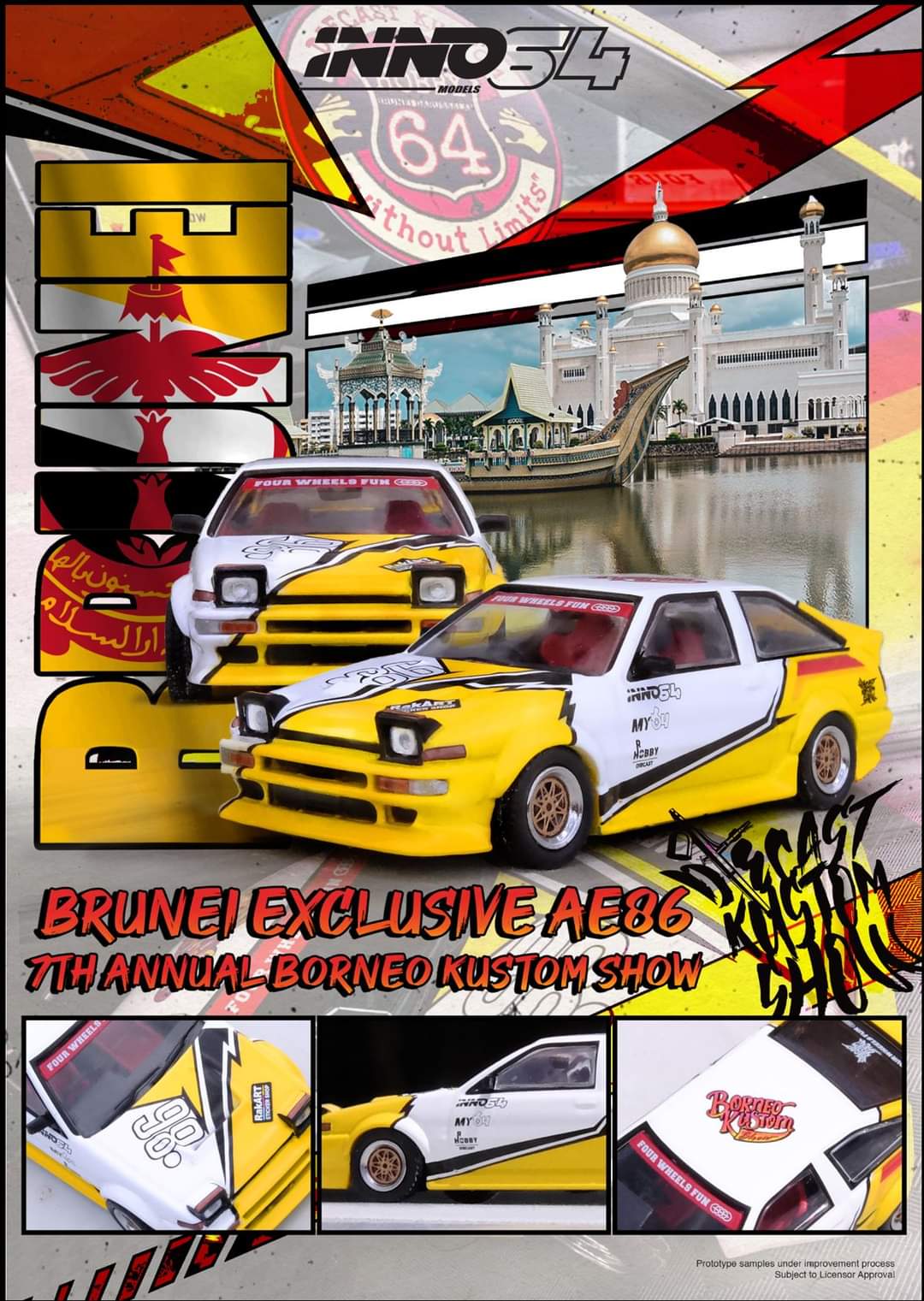 Brunei Kustom Show Exclusive Toyota Sprinter Trueno AE86 Inno64 1/64 (pre-order)