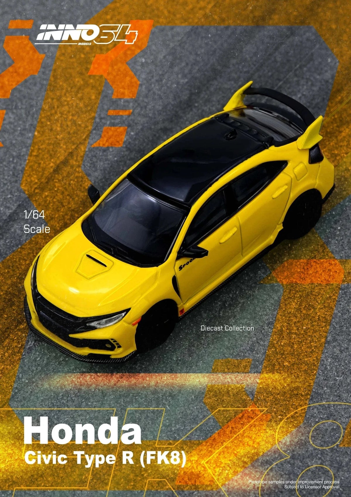 Honda Civic Type R FK8 Yellow Inno64 1/64 scale