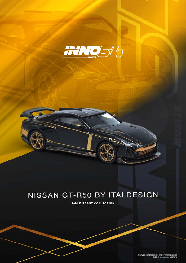 Nissan Skyline GT-R R50 by Italdesign black gold Inno64 1/64 scale