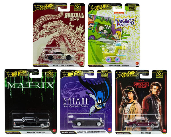 Hot Wheels N Case Assortment 5x Car Set 1/64 scale Stranger Things bmw matrix car godzilla skyline